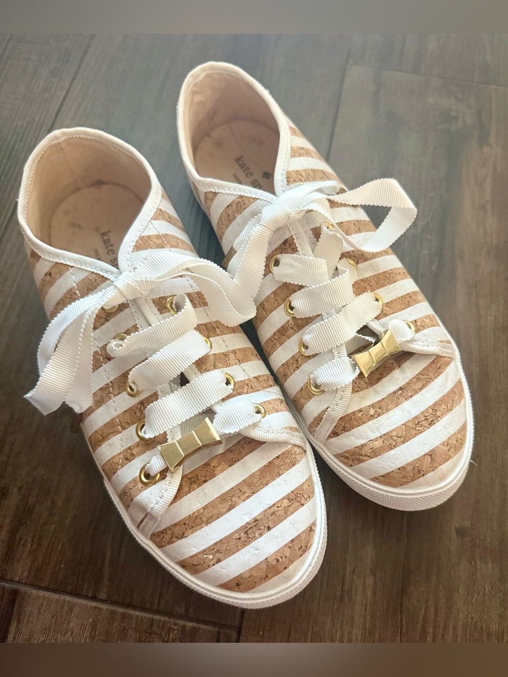 Kate Spade New York Cork Stripe Bow Sneakers Size 7